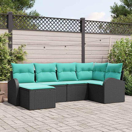 Soffset med kudde 6 pcs Svart och turkos konstrotting