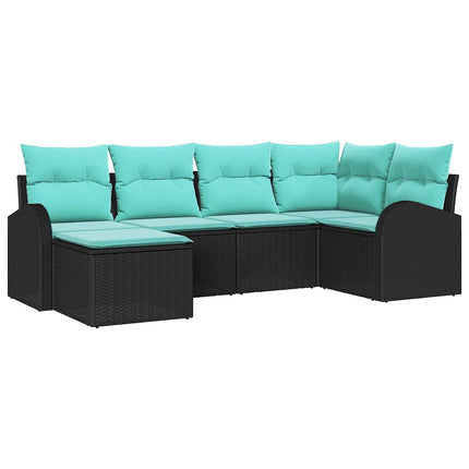 Soffset med kudde 6 pcs Svart och turkos konstrotting