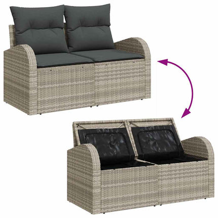Soffset med kudde med lagring 7 pcs Ljusgrå konstrotting