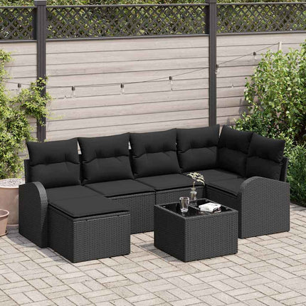 Soffset med kudde med lagring 7 pcs Svart konstrotting