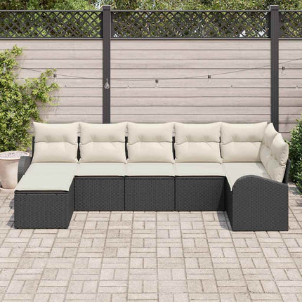 Soffset med kudde med lagring 7 pcs Svart konstrotting