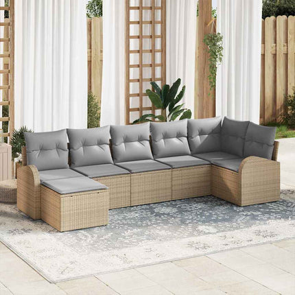 Soffset med kudde med lagring 7 pcs Beige konstrotting