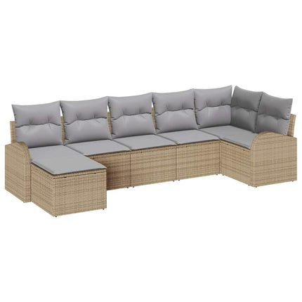 Soffset med kudde med lagring 7 pcs Beige konstrotting