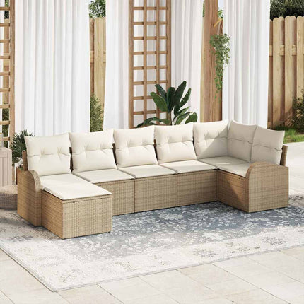 Soffset med kudde med lagring 7 pcs Beige konstrotting