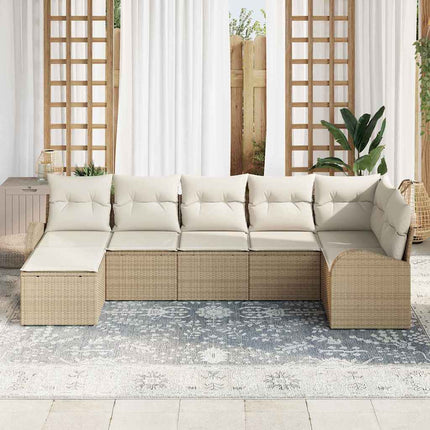 Soffset med kudde med lagring 7 pcs Beige konstrotting