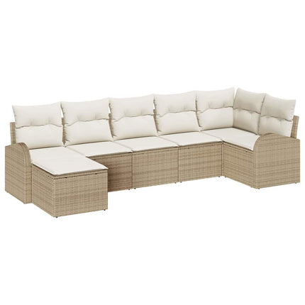 Soffset med kudde med lagring 7 pcs Beige konstrotting