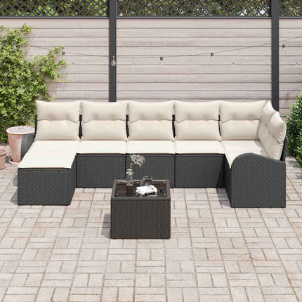 Soffset med kudde med lagring 8 pcs Svart konstrotting