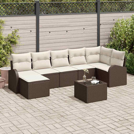 Soffset med kudde med lagring 8 pcs Brun konstrotting