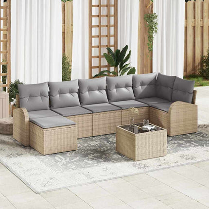 Soffset med kudde med lagring 8 pcs Beige konstrotting
