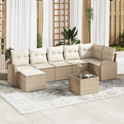 Soffset med kudde med lagring 8 pcs Beige konstrotting