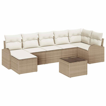 Soffset med kudde med lagring 8 pcs Beige konstrotting
