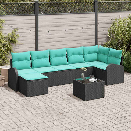 Soffset med kudde 8 pcs Svart och turkos konstrotting