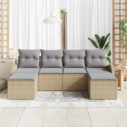 Soffset med kudde 6 pcs Beige och ljusgrå konstrotting