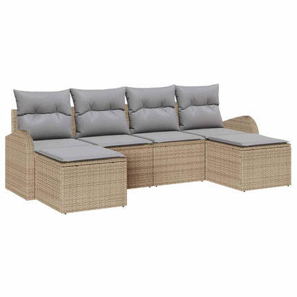 Soffset med kudde 6 pcs Beige och ljusgrå konstrotting