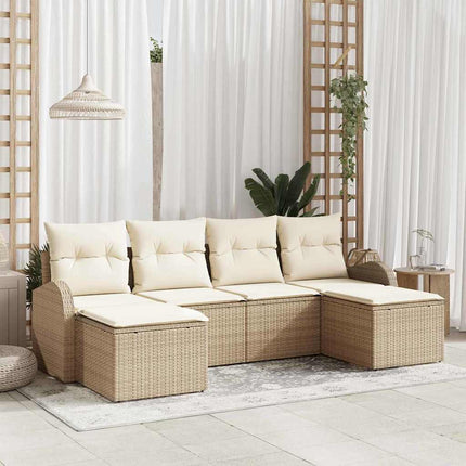 Soffset med kudde med lagring 6 pcs Beige och vit konstrotting