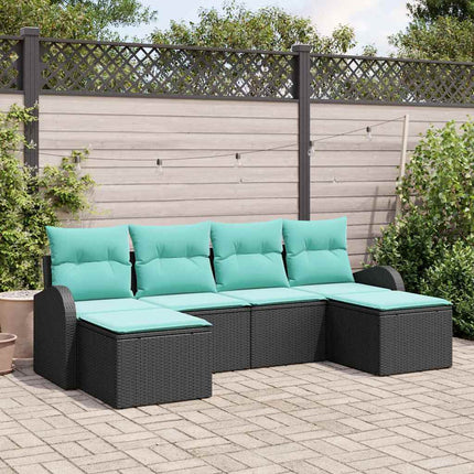 Soffset med kudde 6 pcs Svart och turkos konstrotting