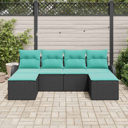 Soffset med kudde 6 pcs Svart och turkos konstrotting