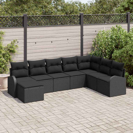 Soffset med kudde med lagring 8 pcs Svart konstrotting