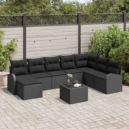 Soffset med kudde med lagring 9 pcs Svart konstrotting