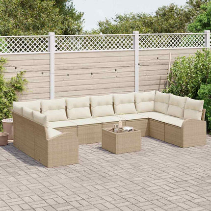 Trädgårdsoffset 11 pcs Beige och gräddfärgad konstrotting
