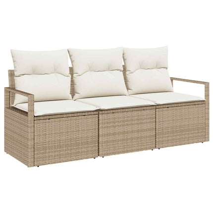 Trädgårdsoffset med kudde 3 pcs Beige och vit konstrotting