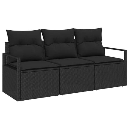 Trädgårdsoffset med kudde med lagring 3 pcs Svart konstrotting