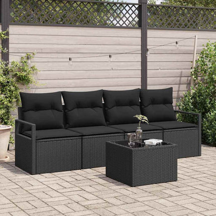 Soffset med kudde med lagring 5 pcs Svart konstrotting