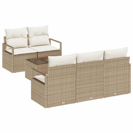 Trädgårdsoffset 6 pcs Beige och gräddfärgad konstrotting