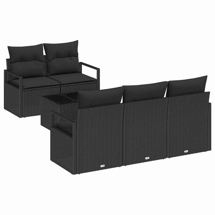 Trädgårdsoffset 6 st 5-Antal sittplatser Svart konstrotting