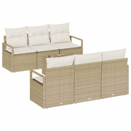 Trädgårdsoffset 7 pcs Beige och gräddfärgad konstrotting