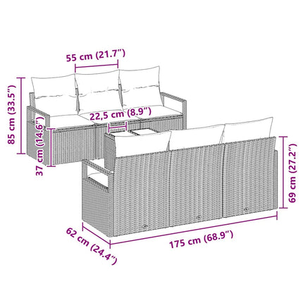 Trädgårdsoffset 7 pcs Beige och gräddfärgad konstrotting