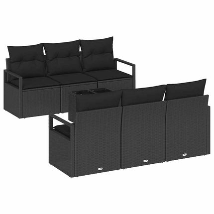 Trädgårdsoffset med kudde med lagring 7 pcs Svart konstrotting