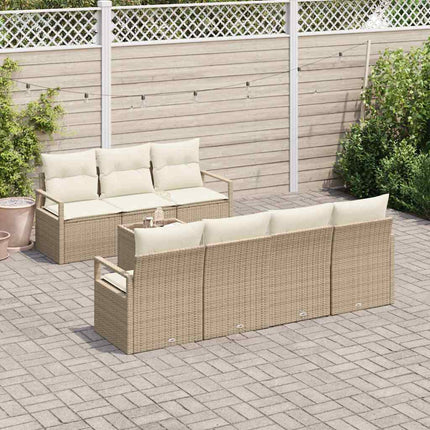 Trädgårdsoffset 8 pcs Beige och gräddfärgad konstrotting