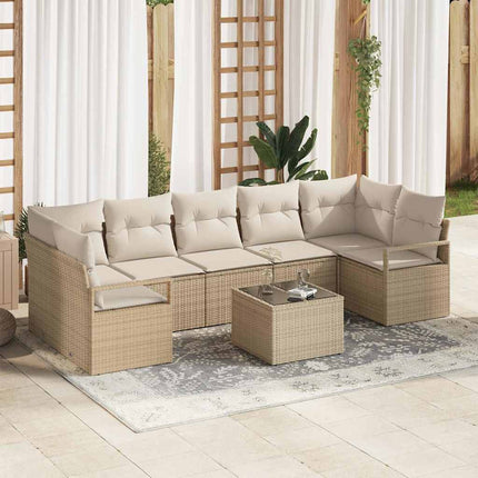 Trädgårdsoffset med kudde med kudde 8 pcs Beige och gräddfärgad