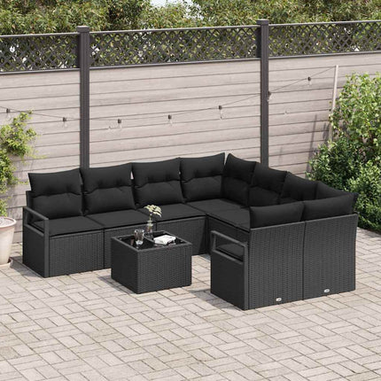 Soffset med kudde med lagring 9 pcs Svart konstrotting