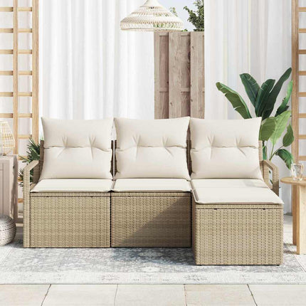Soffset med kudde 4 pcs Beige och gräddfärgad konstrotting