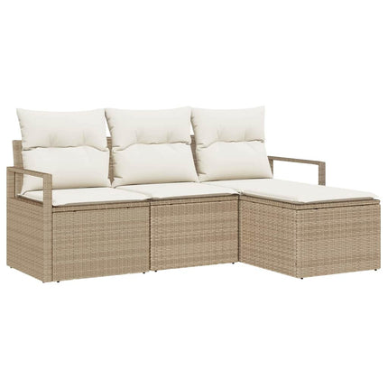 Soffset med kudde 4 pcs Beige och gräddfärgad konstrotting