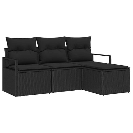 Soffset med kudde med lagring 4 pcs Svart konstrotting