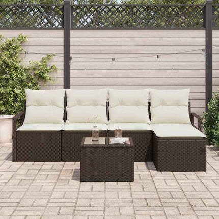 Soffset med kudde med lagring 6 pcs Brun och Kräm konstrotting