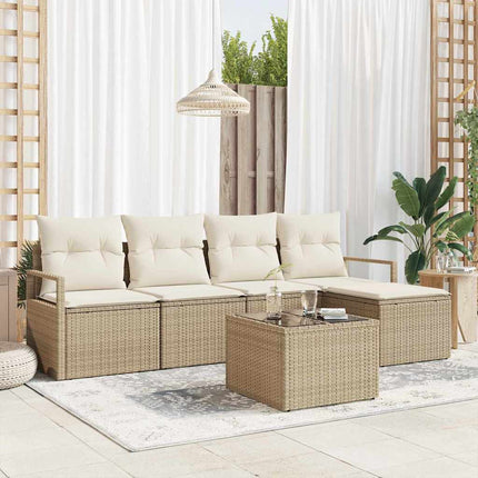 Soffset med kudde 6 pcs Beige och gräddfärgad konstrotting