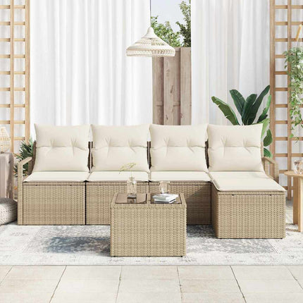 Soffset med kudde 6 pcs Beige och gräddfärgad konstrotting