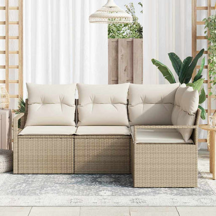 Soffset med kudde 4 pcs Beige och gräddfärgad konstrotting