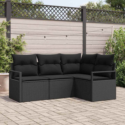 Soffset med kudde med lagring 4 pcs Svart konstrotting