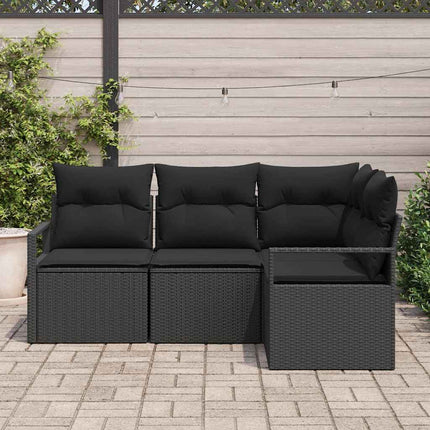 Soffset med kudde med lagring 4 pcs Svart konstrotting