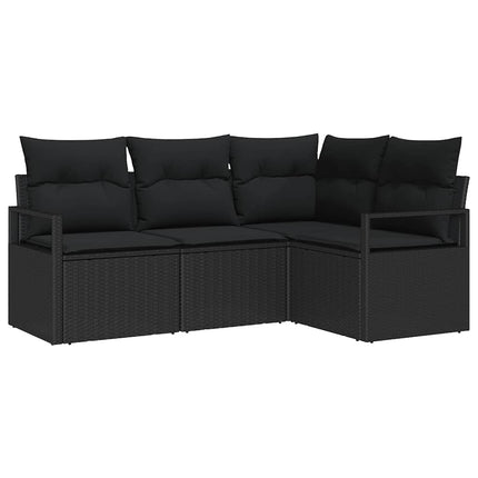 Soffset med kudde med lagring 4 pcs Svart konstrotting