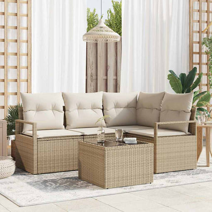 Soffset med kudde 5 pcs Beige och gräddfärgad konstrotting