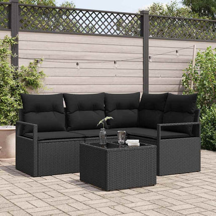 Soffset med kudde med lagring 5 pcs Svart konstrotting