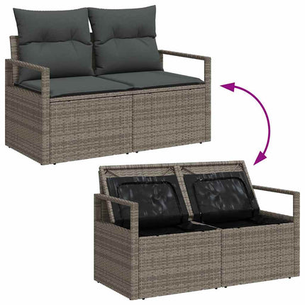 Trädgårdsoffset med kudde 6 pcs Ljusgrå konstrotting