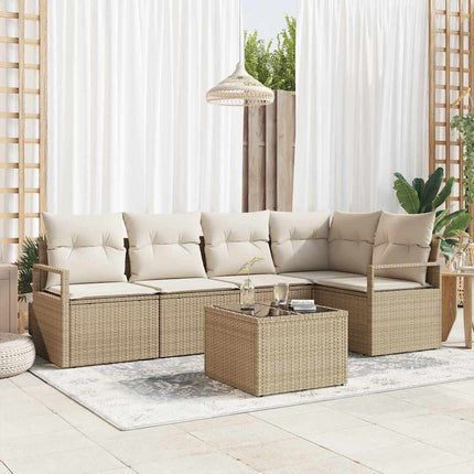 Trädgårdsoffset 6 pcs Beige och gräddfärgad konstrotting