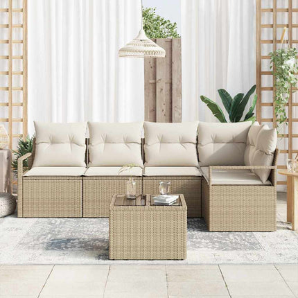 Trädgårdsoffset 6 pcs Beige och gräddfärgad konstrotting
